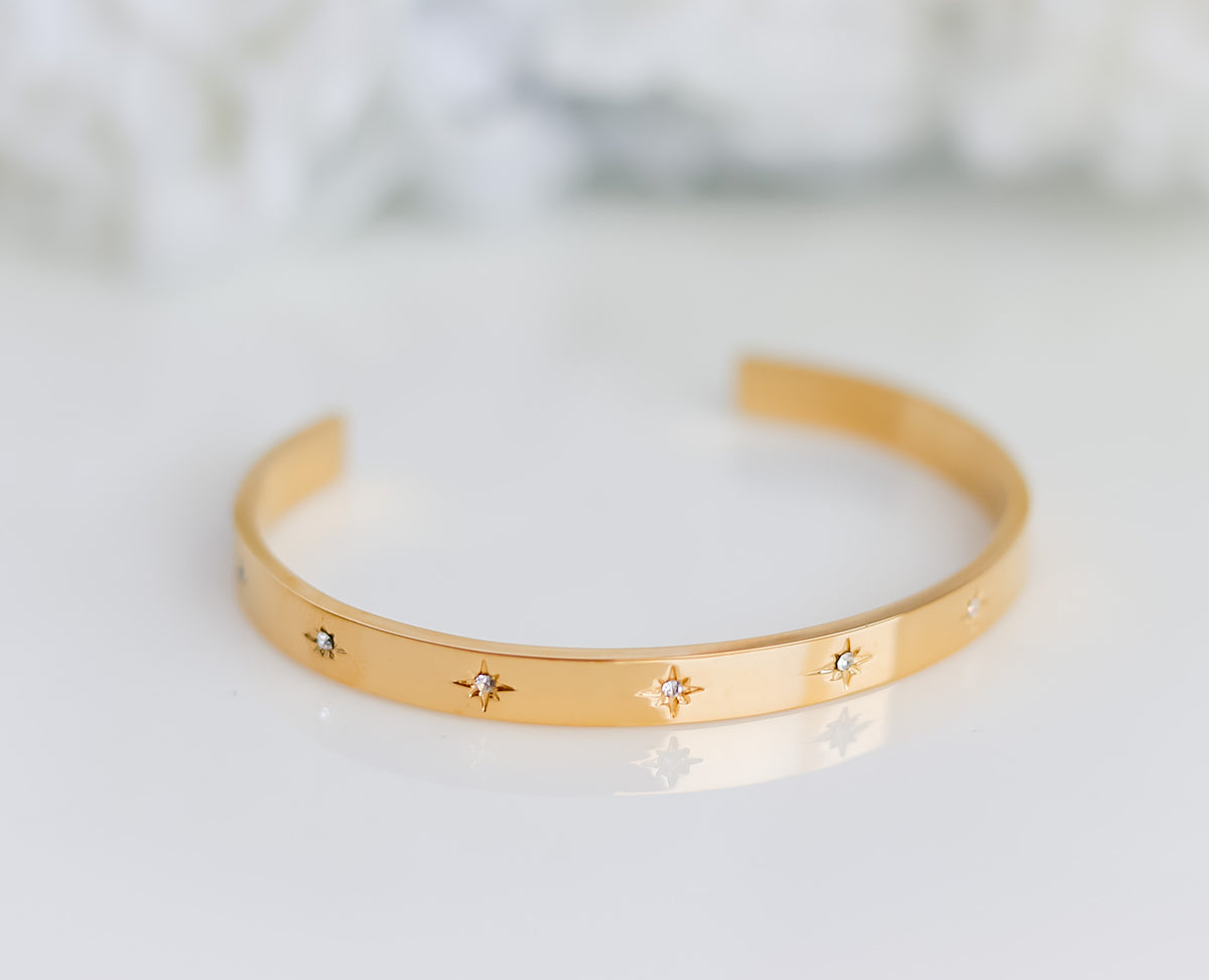 Starburst Zircon Adjustable Cuff Bracelet