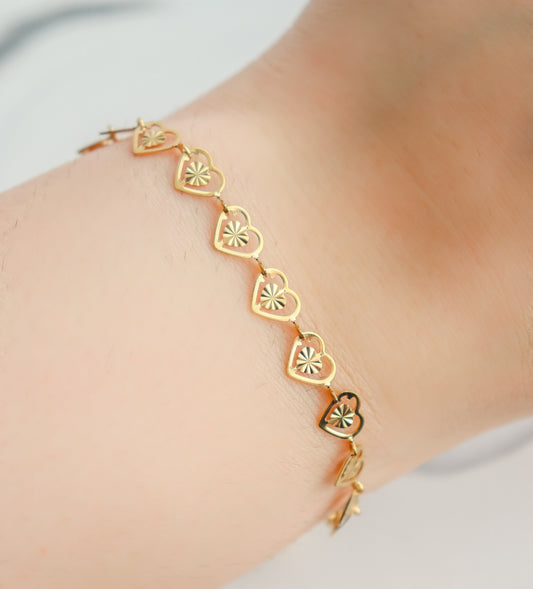 Sunburst Bracelet I Outline Heart Bracelet | Gold Bracelet | Gifts for Her | Bridal Shower Bridesmaid | Handmade Jewelry I Christmas Gift