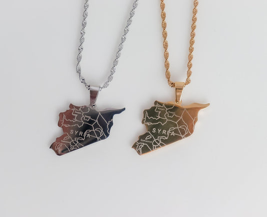 Syria Necklace | Suria Necklace | Syria Map Necklace | Country Pride Necklace | Minimalist Wedding Jewelry | Eid Gift I Syria Country Map