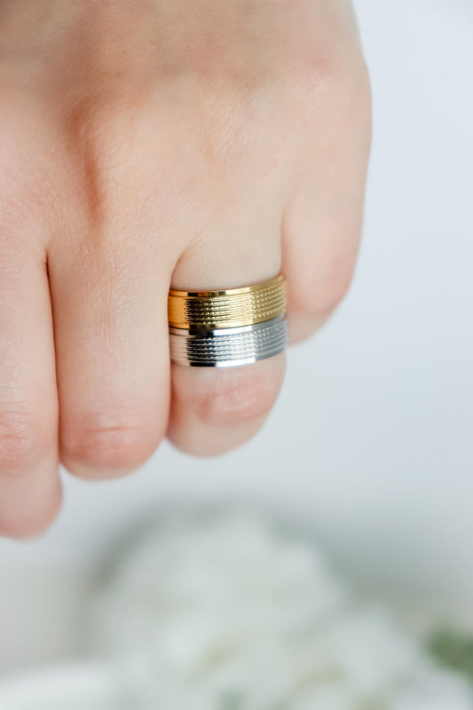 Lined Ring | Gold Ring | Unisex ring | Ring For Women | Christmas Gift | Stargazer Ring | Textured Ring | Simple Ring
