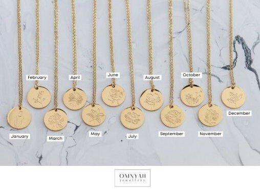 Birth Month Flower Pendant Necklace (Style 3)