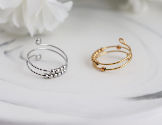 Double Loop Bead Fidget Ring