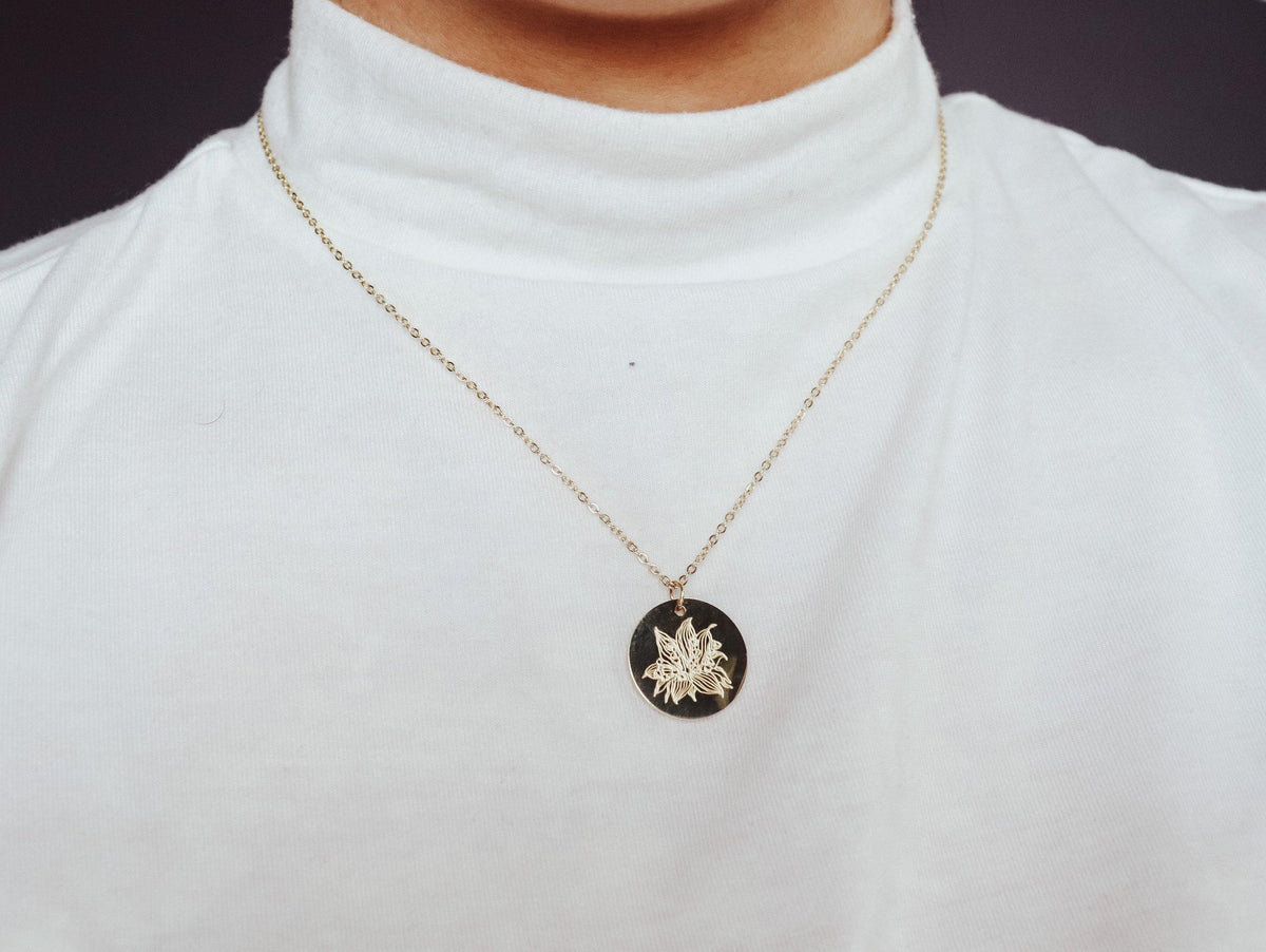 Birth Month Flower Pendant Necklace & Bracelet Set (Style 1)