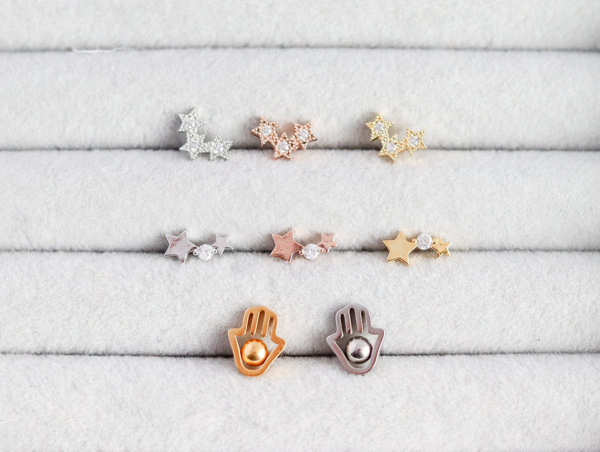 Stars & Hamsa Stud Earrings