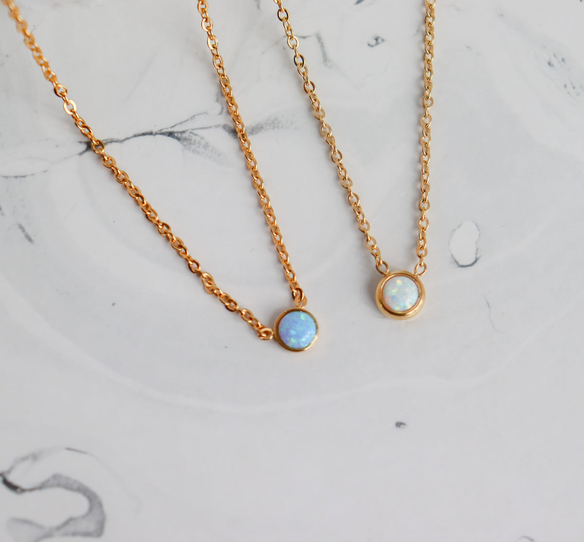 Minimal Opal Pendant Necklace