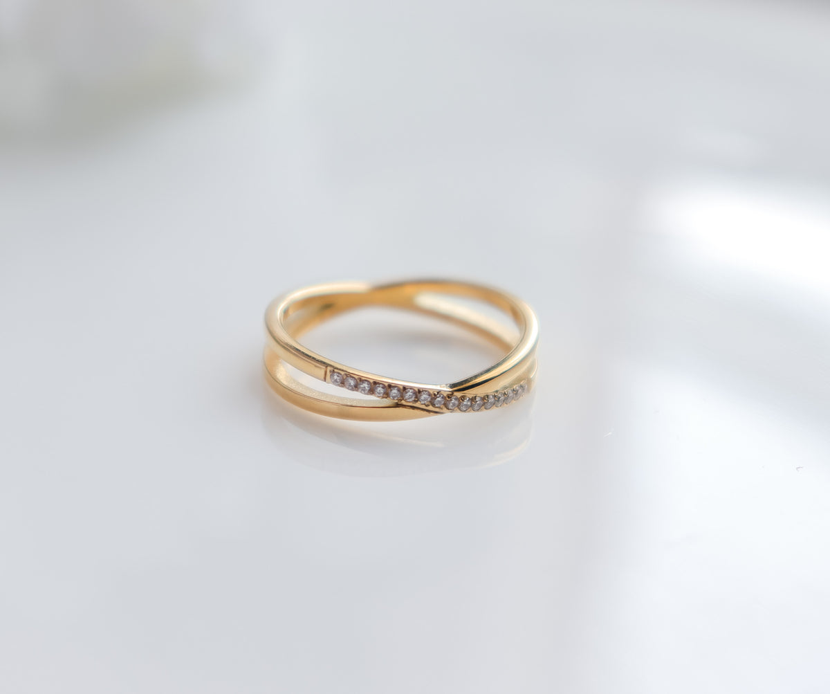 Studded Crisscross Ring