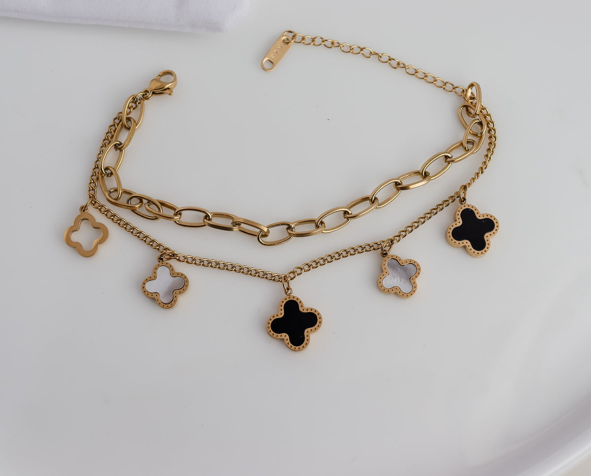 Clover Charm Double Bracelet