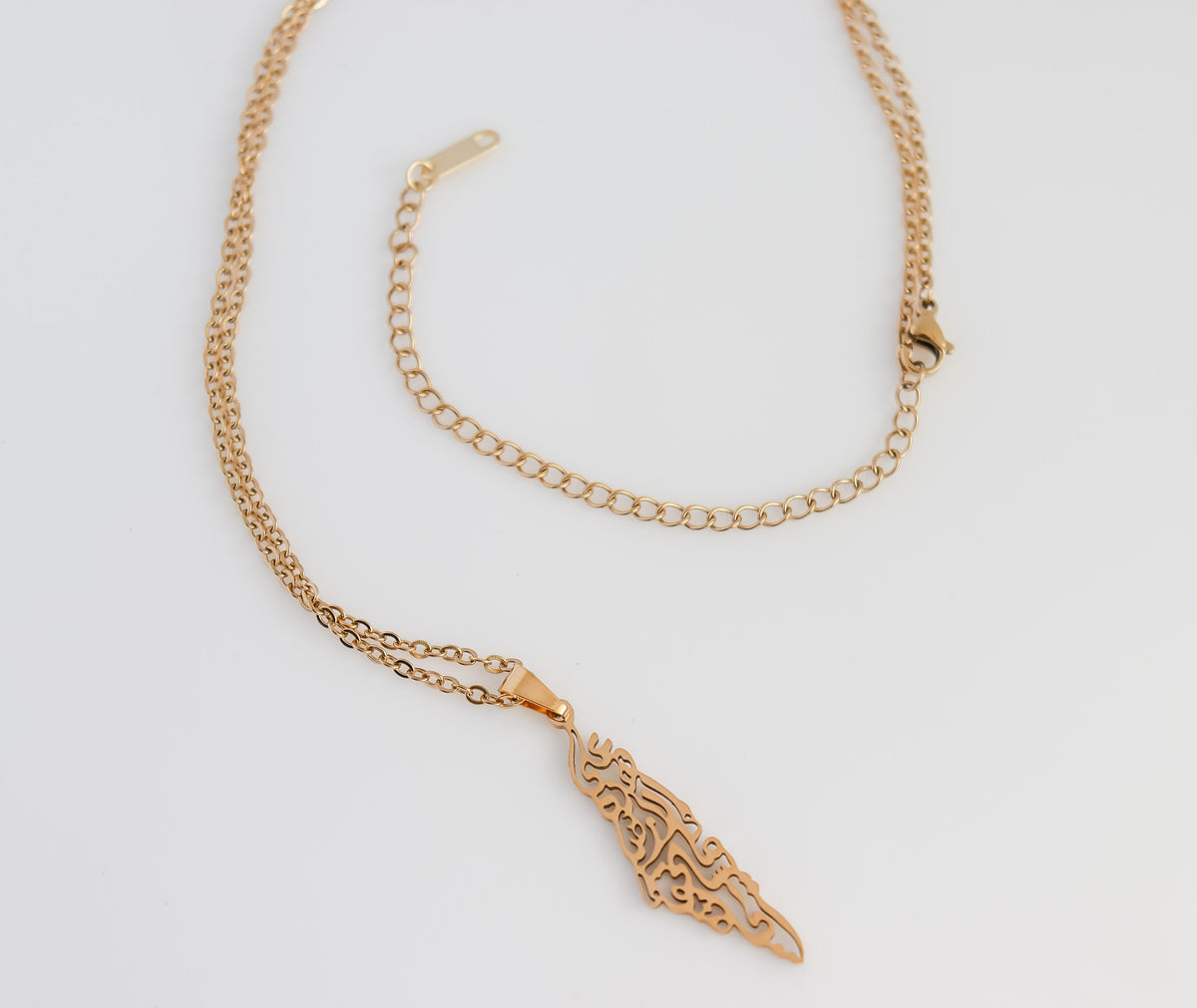 Unlined Calligraphy Palestine Map Necklace
