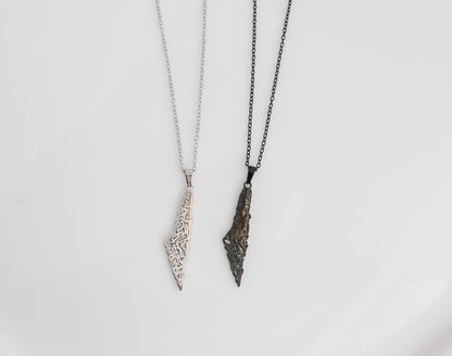 Lined Calligraphy Palestine Map Necklace