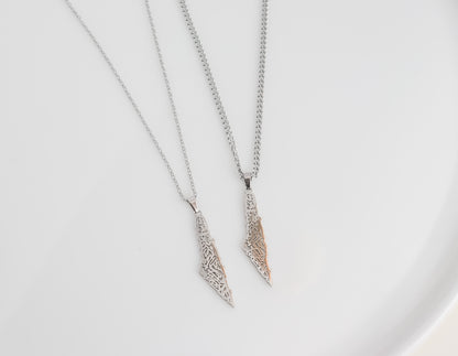Lined Calligraphy Palestine Map Necklace
