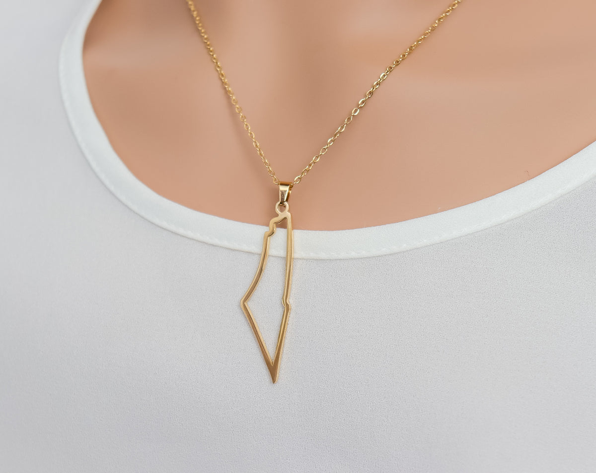Palestine Outline Map Necklace