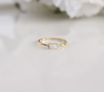 Opal Emerald Cut Ring