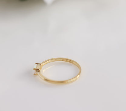 Opal Emerald Cut Ring