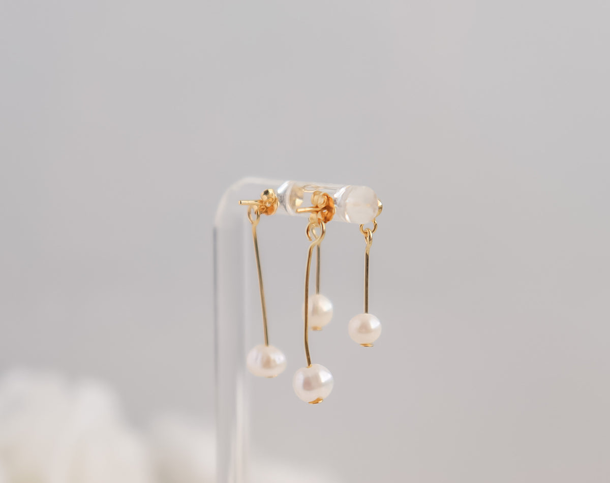 Double Dangle Pearl Earrings