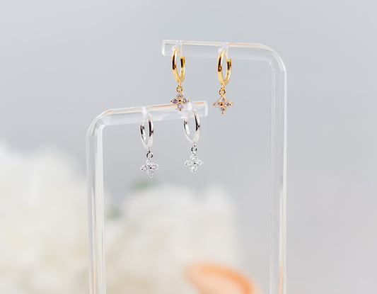 Mini Drop Flower Zircon Earrings