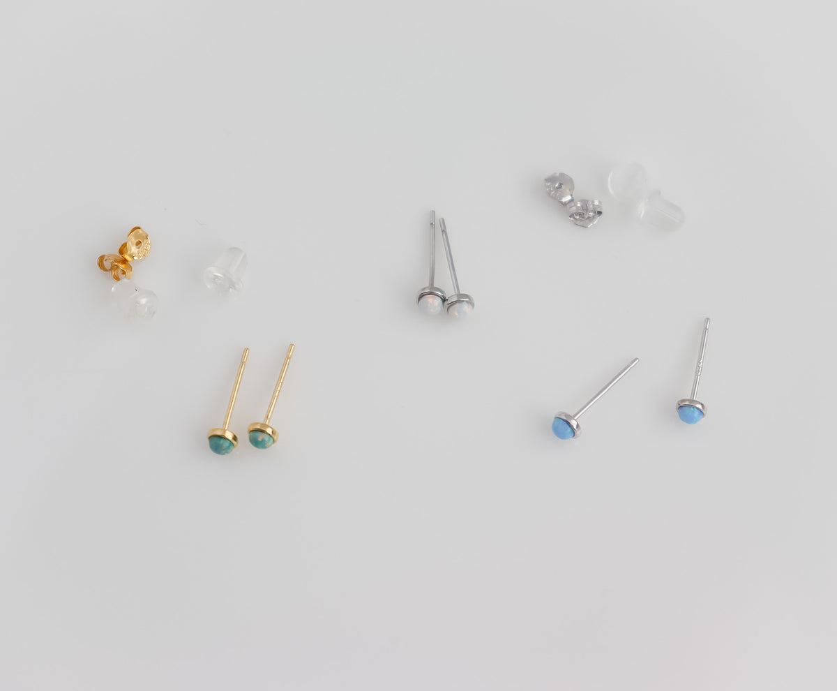 Opal Circle Stud Earrings