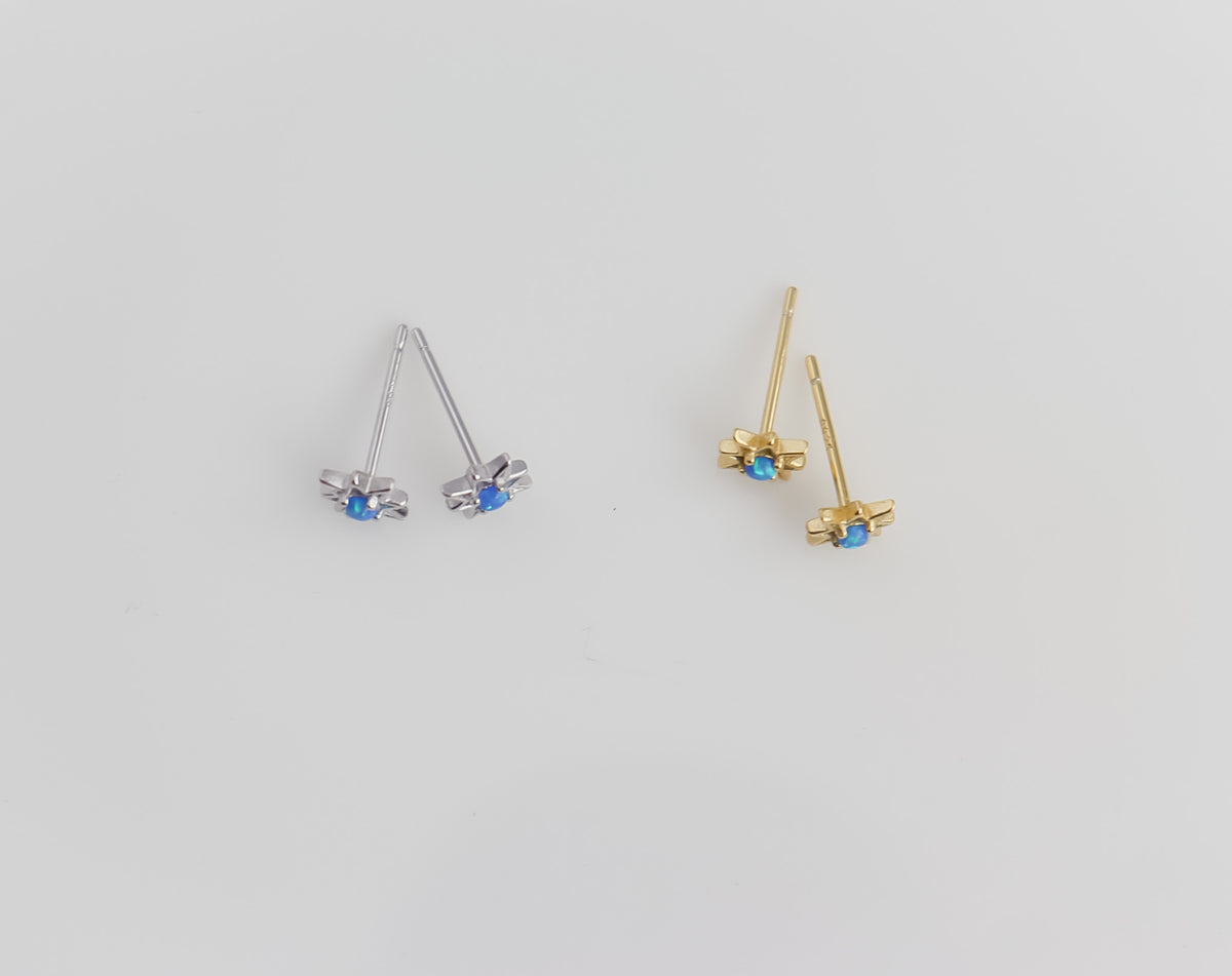 Blue Opal Star Stud Earrings