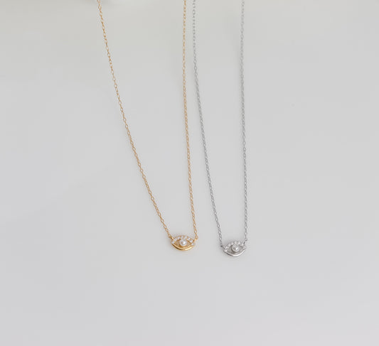 Pearl Evil Eye Necklace