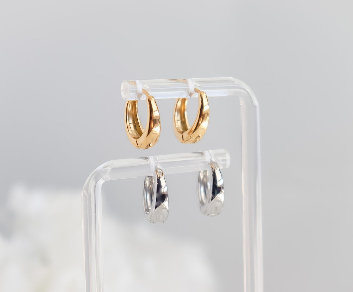 Hinged Huggie Earrings | Gold Hoop Earrings | Small Rounded Hoops | Statement Hoops in Gold | Birthday Gift for Her | Earring For Her