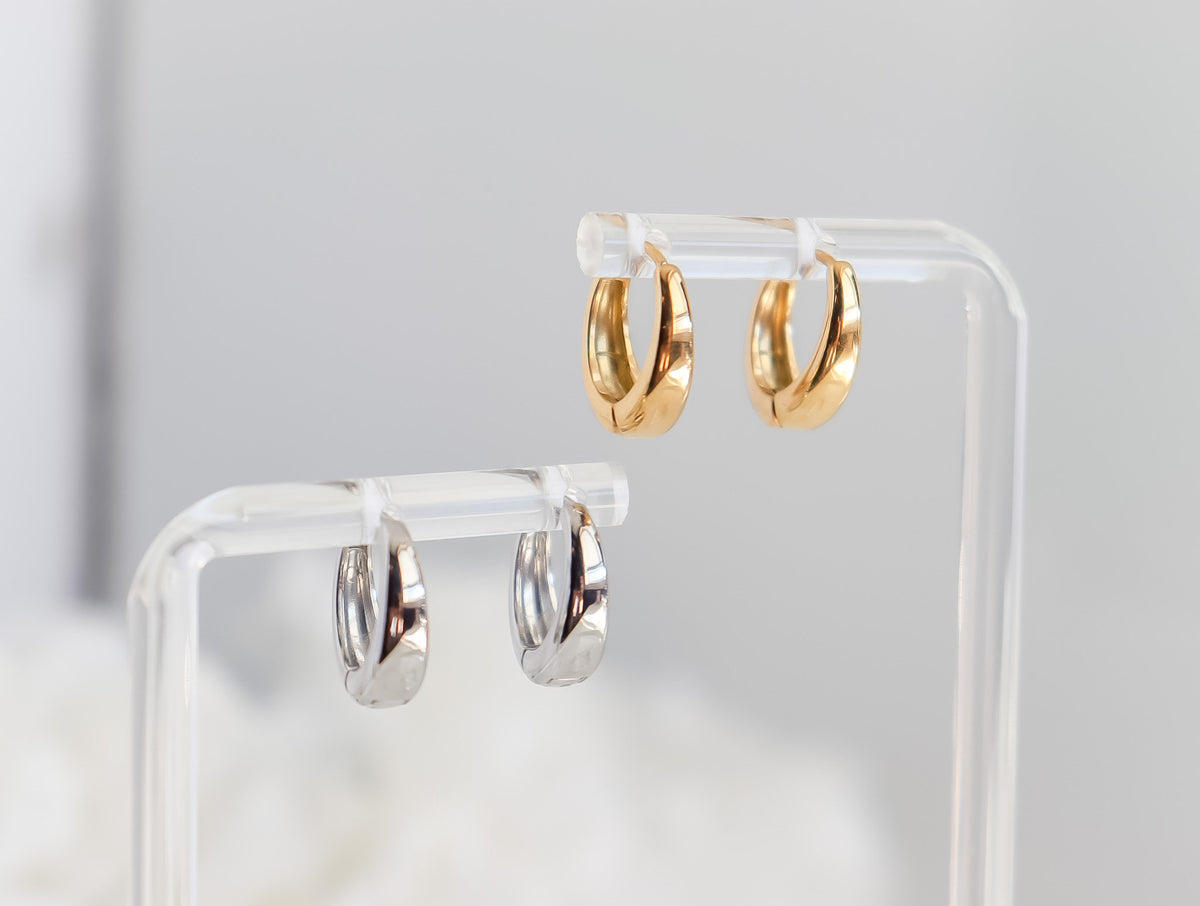 Hinged Huggie Earrings | Gold Hoop Earrings | Small Rounded Hoops | Statement Hoops in Gold | Birthday Gift for Her | Earring For Her