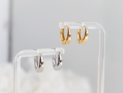 Hinged Huggie Earrings | Gold Hoop Earrings | Small Rounded Hoops | Statement Hoops in Gold | Birthday Gift for Her | Earring For Her