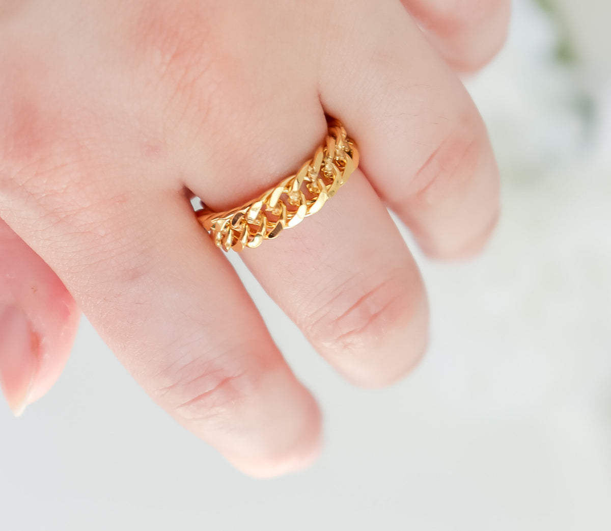 Curb Chain Ring I Minimalist Ring I Stacking Ring I Bridesmaid Gifts I Gold Minimalist Ring for Stacking, Curb Ring, Ring For women