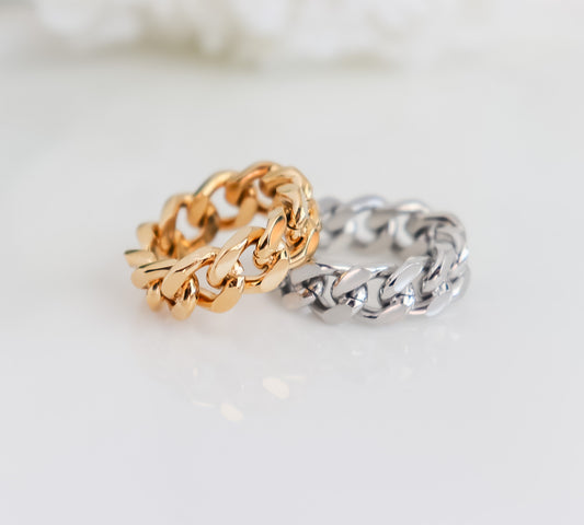 Curb Chain Ring I Minimalist Ring I Stacking Ring I Bridesmaid Gifts I Gold Minimalist Ring for Stacking, Curb Ring, Ring For women