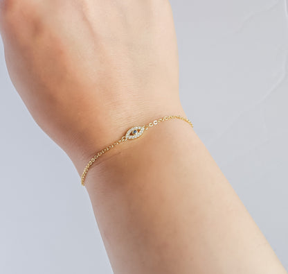 Evil Eye Bracelet | Sterling Silver Bracelet | Studded Silver Bracelet | Crystal Evil Eye | Gifts for Her Minimal Bracelet | Bridal Shower