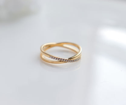 Criss Cross Ring I Studded Ring I Stackable Ring I Minimalist Ring I Gift for Girlfriend I Ring For Women I Christmas Gift I