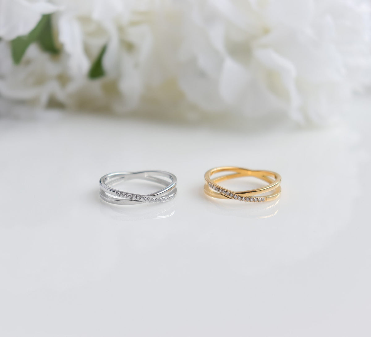 Criss Cross Ring I Studded Ring I Stackable Ring I Minimalist Ring I Gift for Girlfriend I Ring For Women I Christmas Gift I