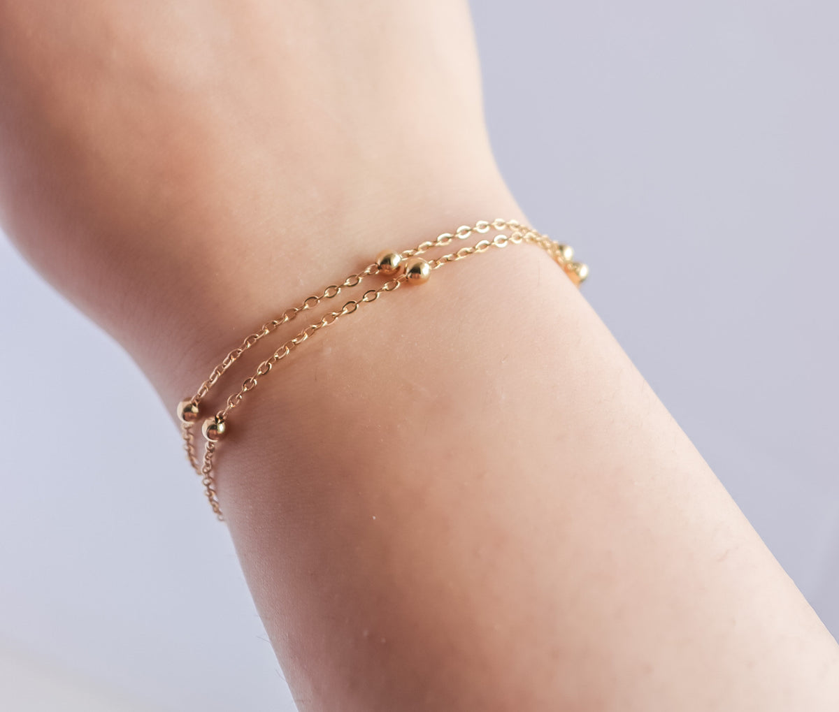 Bead Chain Bracelet | Double Layering Bracelet | Stacking Bracelet | Girlfriend Gift | Minimal Bracelet | Bridesmaid Gift | Christmas Gift