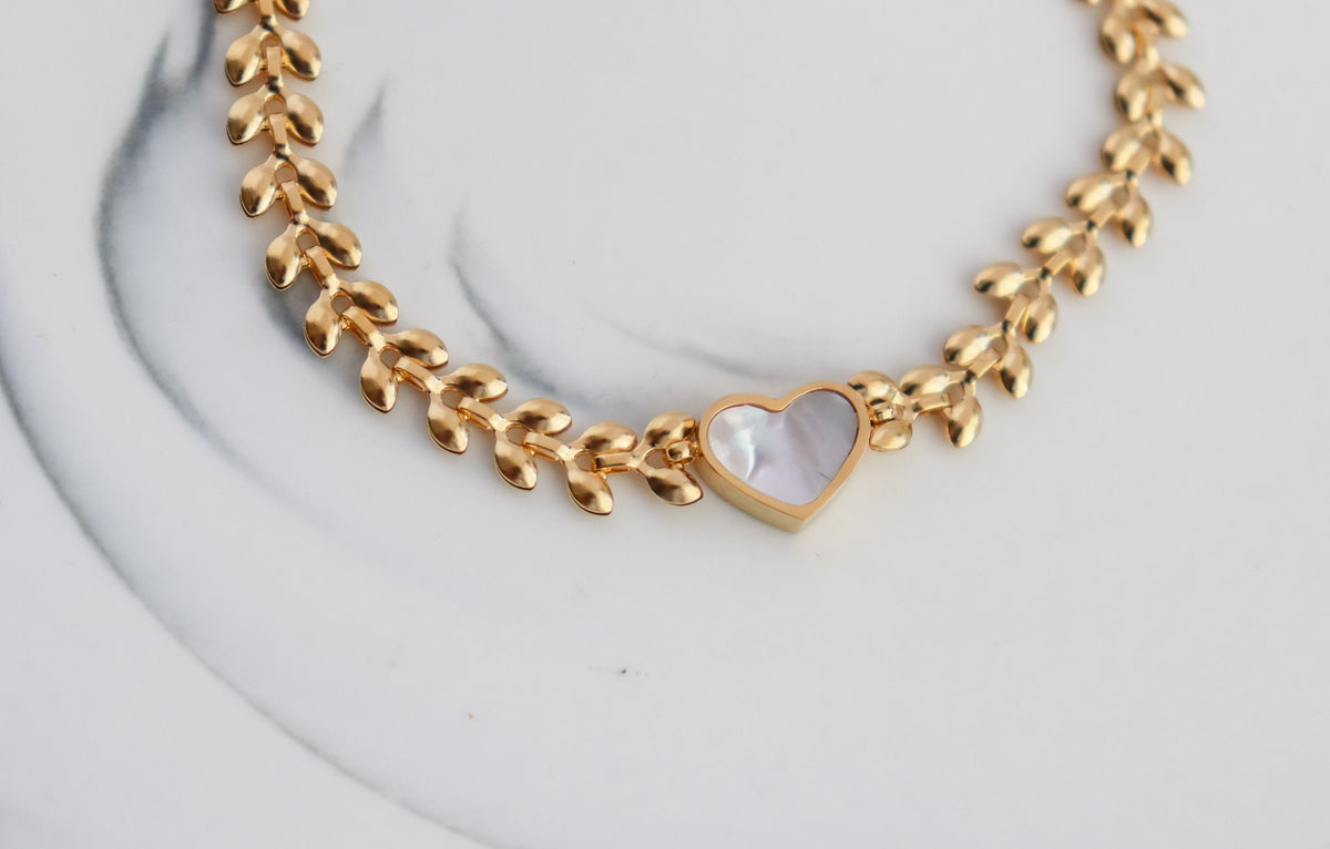 Heart Pearl Bracelet | Circle Pearl Bracelet | Block Chain | Gold Bracelet | Bridesmaid Gifts | Heart Pendant | Christmas Gift