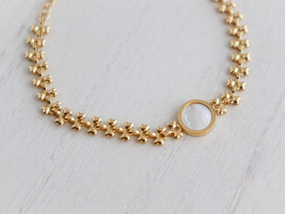 Heart Pearl Bracelet | Circle Pearl Bracelet | Block Chain | Gold Bracelet | Bridesmaid Gifts | Heart Pendant | Christmas Gift