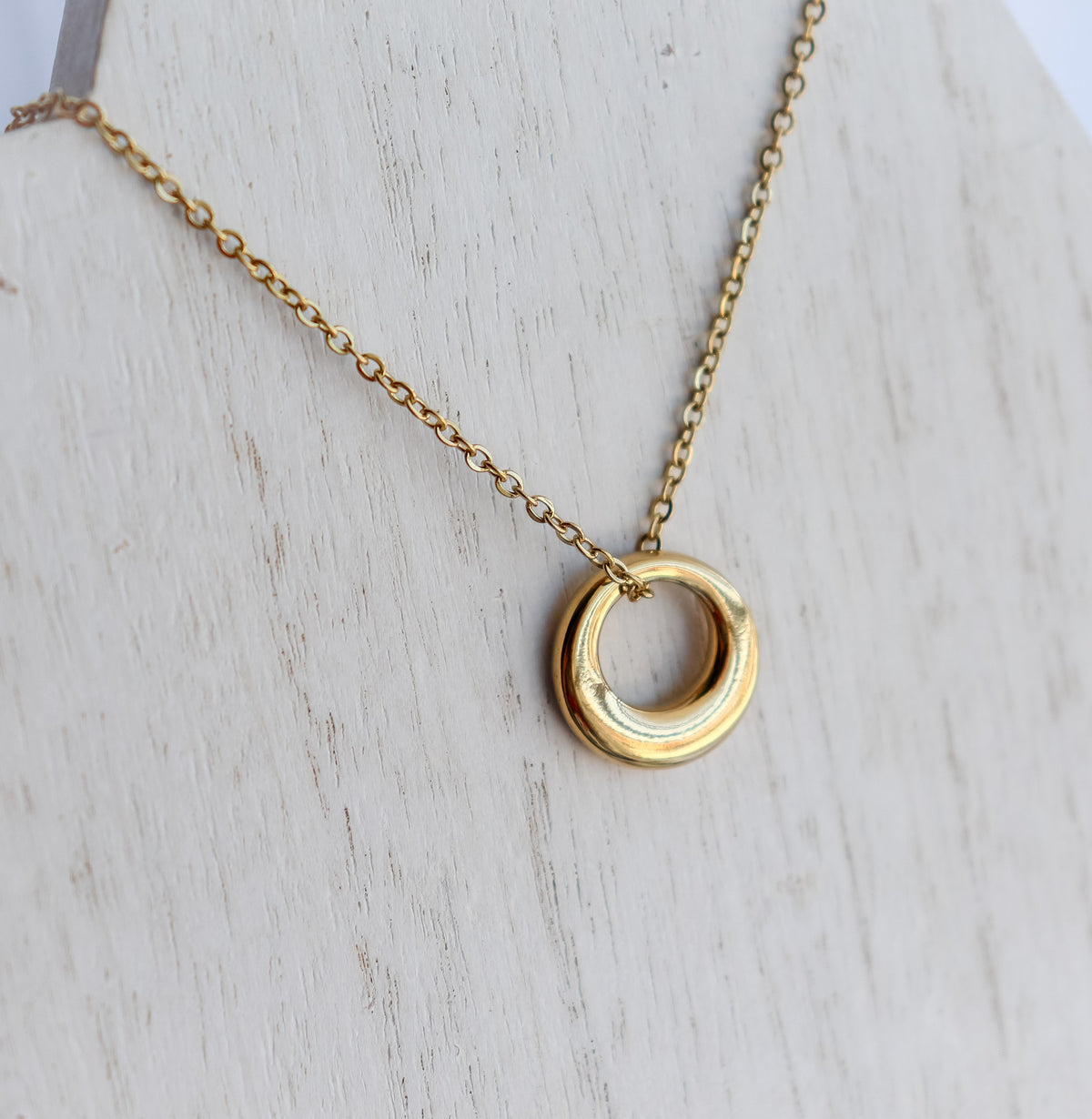 OLIVIA | Simple French vintage | minimalist dainty abstract circle gold curve pendant boho style gold Necklace | dome necklace stack