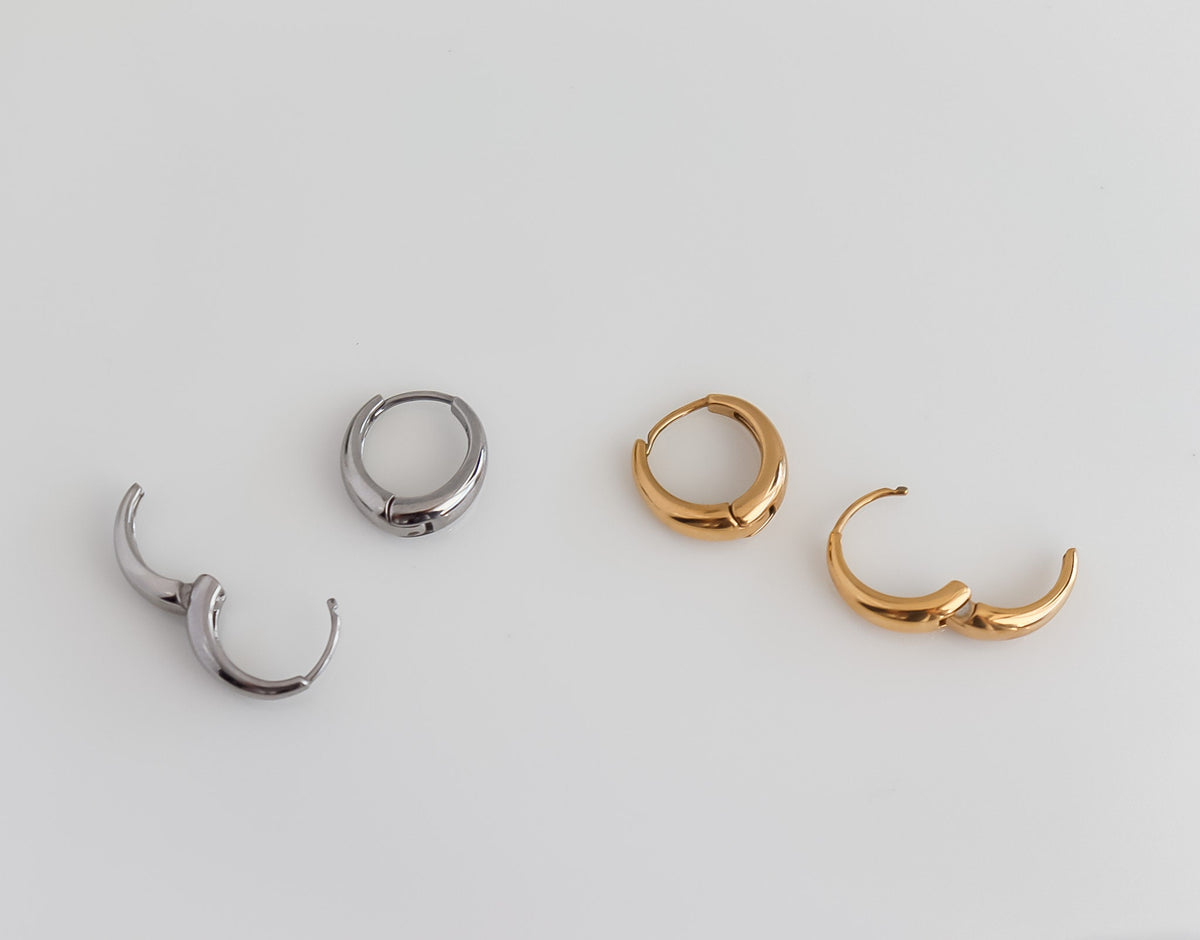 Hinged Huggie Earrings | Gold Hoop Earrings | Small Rounded Hoops | Statement Hoops in Gold | Birthday Gift for Her | Earring For Her