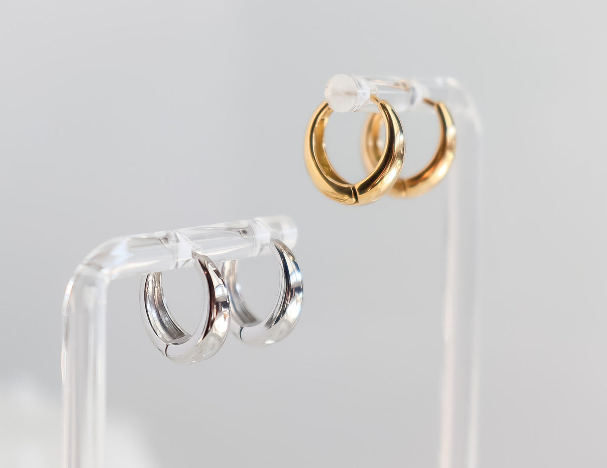Hinged Huggie Earrings | Gold Hoop Earrings | Small Rounded Hoops | Statement Hoops in Gold | Birthday Gift for Her | Earring For Her