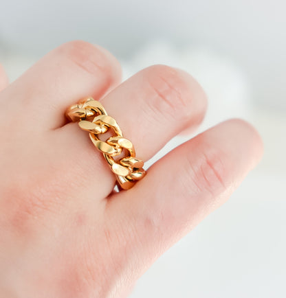 Curb Chain Ring I Minimalist Ring I Stacking Ring I Bridesmaid Gifts I Gold Minimalist Ring for Stacking, Curb Ring, Ring For women