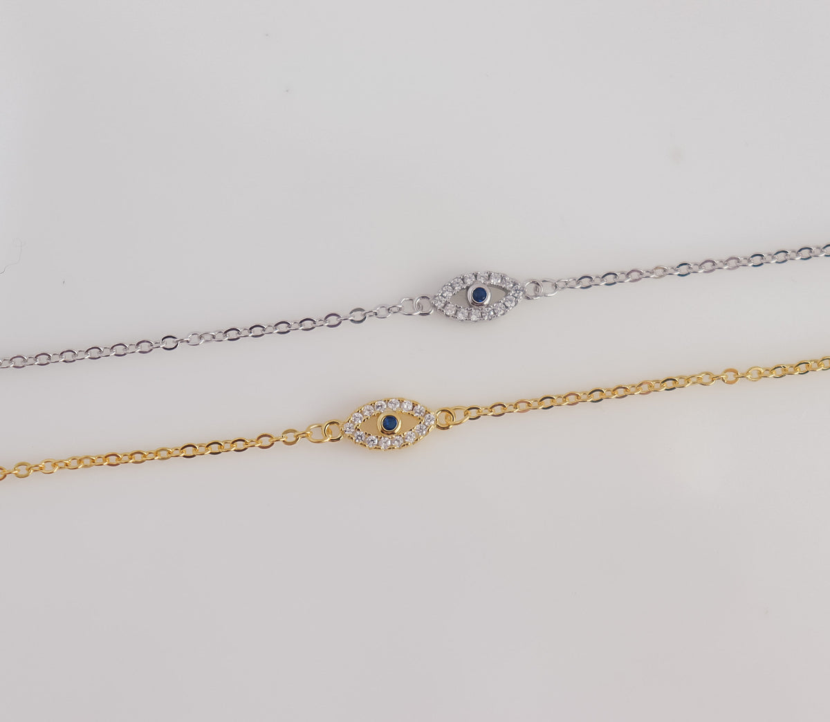 Evil Eye Bracelet | Sterling Silver Bracelet | Studded Silver Bracelet | Crystal Evil Eye | Gifts for Her Minimal Bracelet | Bridal Shower