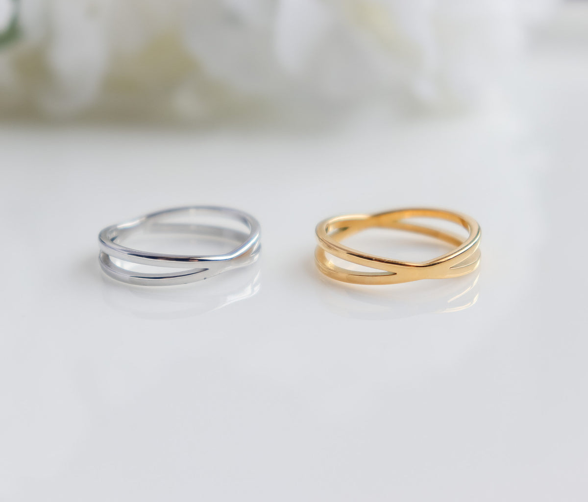 Criss Cross Ring I Studded Ring I Stackable Ring I Minimalist Ring I Gift for Girlfriend I Ring For Women I Christmas Gift I