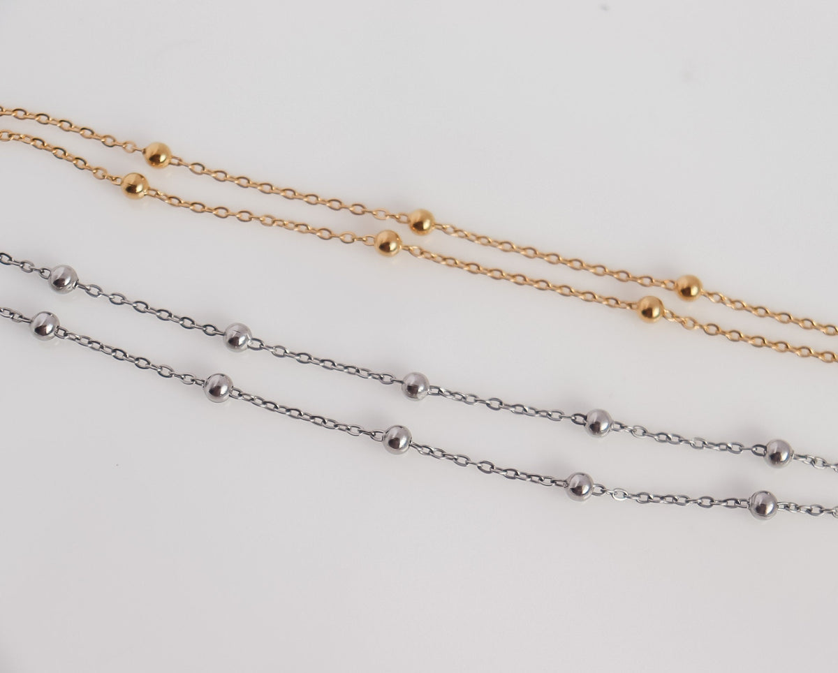 Bead Chain Bracelet | Double Layering Bracelet | Stacking Bracelet | Girlfriend Gift | Minimal Bracelet | Bridesmaid Gift | Christmas Gift