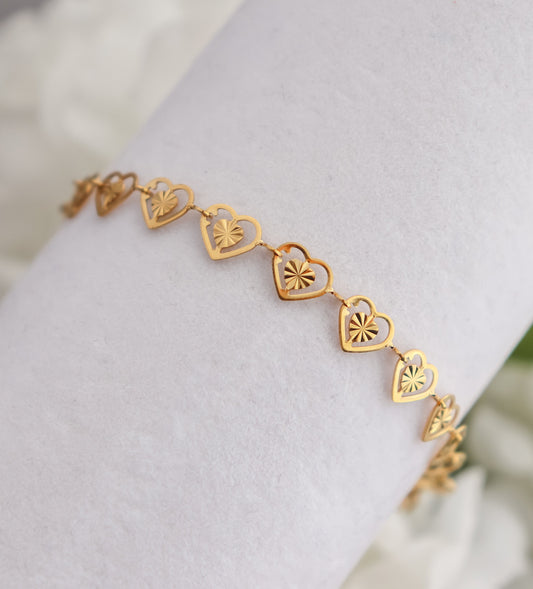 Sunburst Bracelet I Outline Heart Bracelet | Gold Bracelet | Gifts for Her | Bridal Shower Bridesmaid | Handmade Jewelry I Christmas Gift