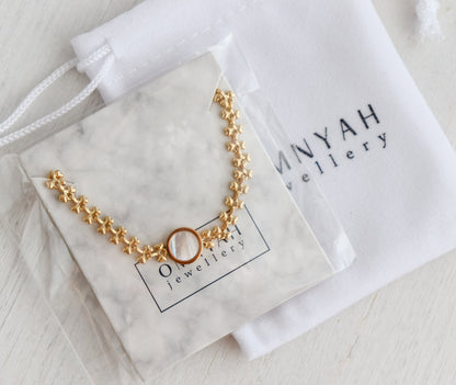 Heart Pearl Bracelet | Circle Pearl Bracelet | Block Chain | Gold Bracelet | Bridesmaid Gifts | Heart Pendant | Christmas Gift