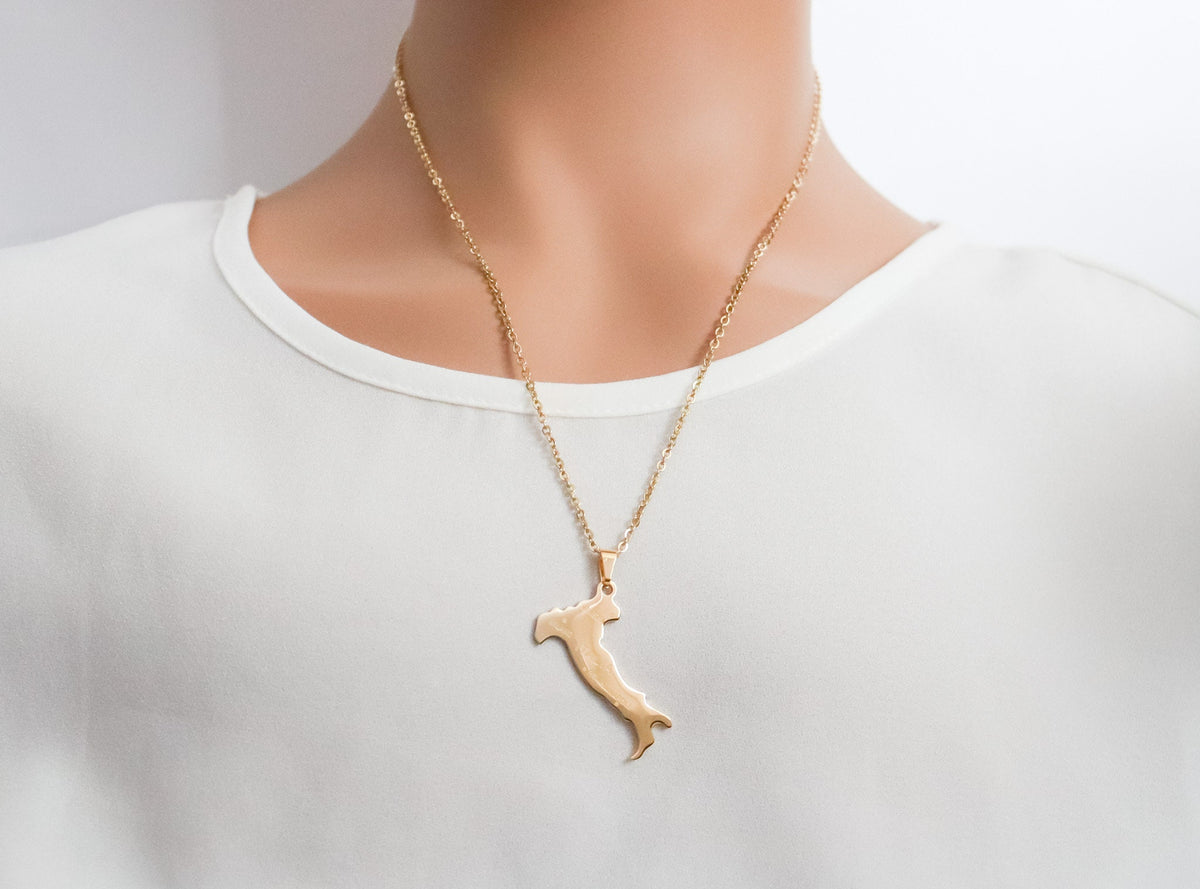 Italy Map Necklace | Italia Necklace | Italy Pendant Necklace | Country Pride Necklace | Christmas gift I Italy Country Map