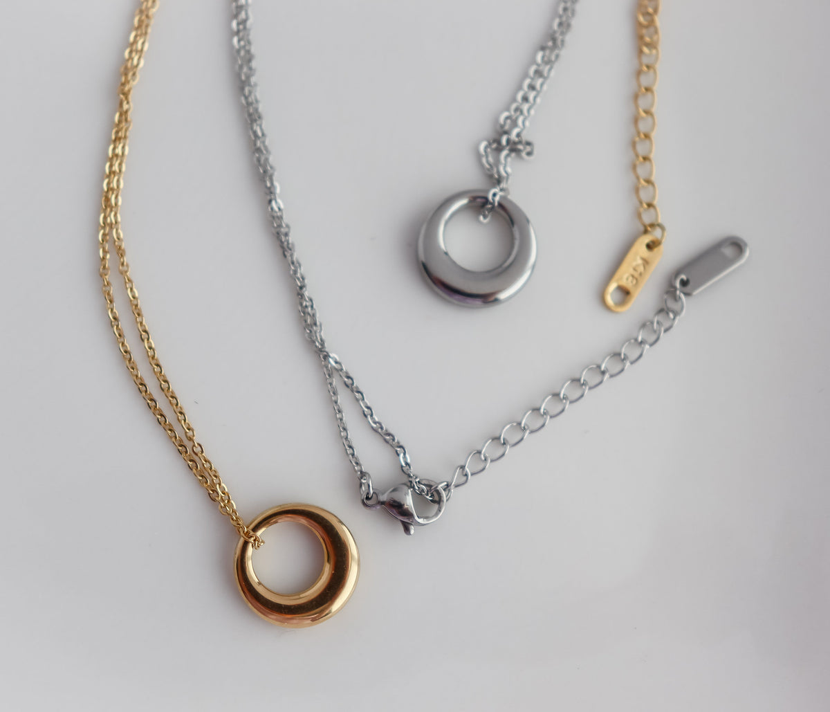 OLIVIA | Simple French vintage | minimalist dainty abstract circle gold curve pendant boho style gold Necklace | dome necklace stack