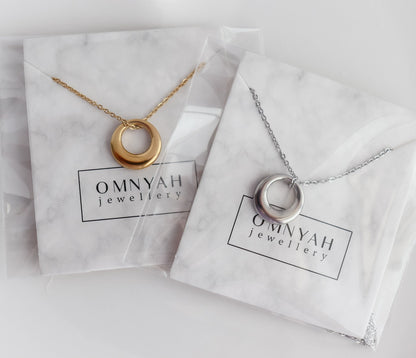 OLIVIA | Simple French vintage | minimalist dainty abstract circle gold curve pendant boho style gold Necklace | dome necklace stack