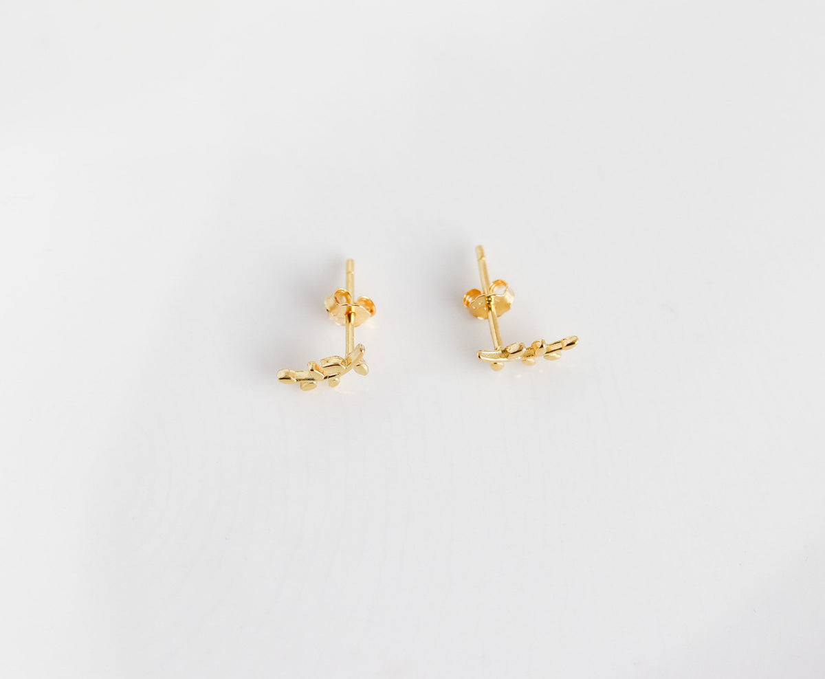 Leaf Stud Pair I Olive Branch Earring | Sterling Silver | Branch Stud | Gold Stud | Birthday Gift for Her I Earring For Her | Christmas Gift