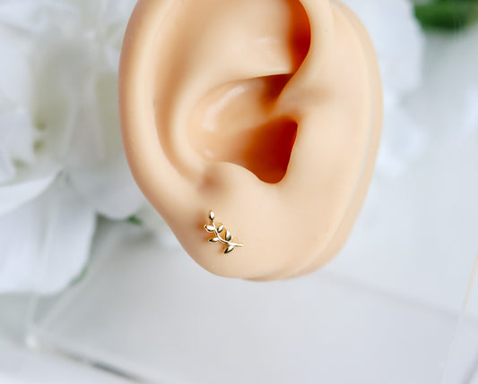 Leaf Stud Pair I Olive Branch Earring | Sterling Silver | Branch Stud | Gold Stud | Birthday Gift for Her I Earring For Her | Christmas Gift