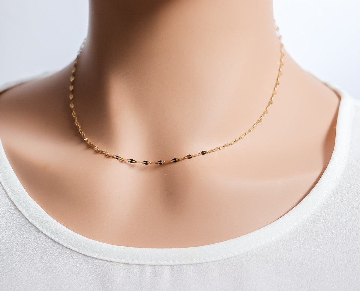Flutter Chain Necklace I Lip Simple Chain | Double Layering Necklace I Stacking Necklace I Girlfriend Gift I Minimal Necklace| Lip Choker