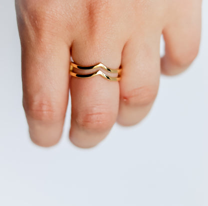 Double Wishbone Ring | Stackable Wishbone Ring | Chevron Ring | Double Layer Ring | Gold Minimalist Ring | Stacking Ring | Ring For women