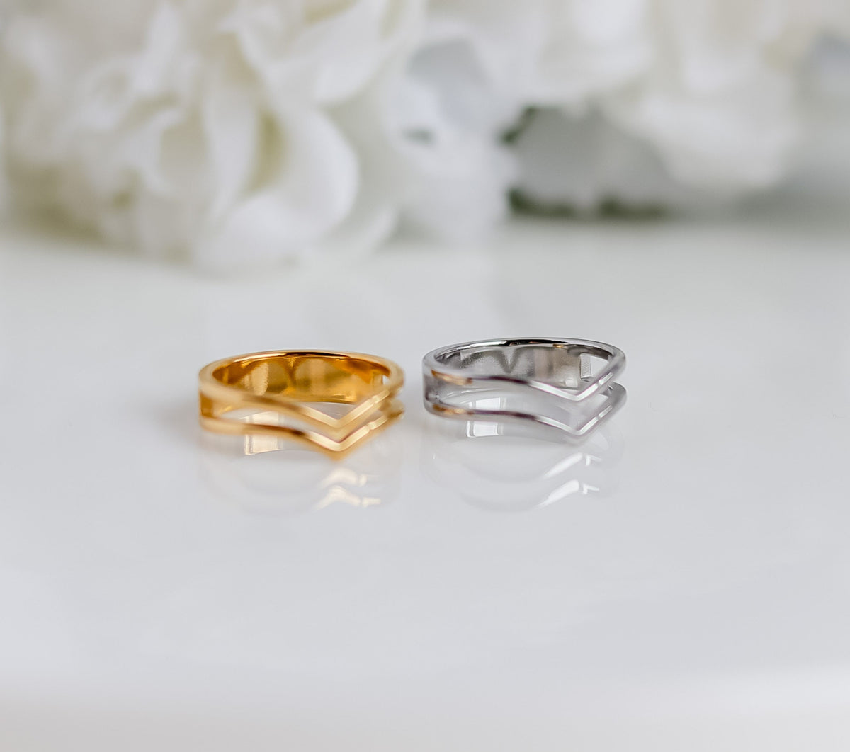 Double Wishbone Ring | Stackable Wishbone Ring | Chevron Ring | Double Layer Ring | Gold Minimalist Ring | Stacking Ring | Ring For women